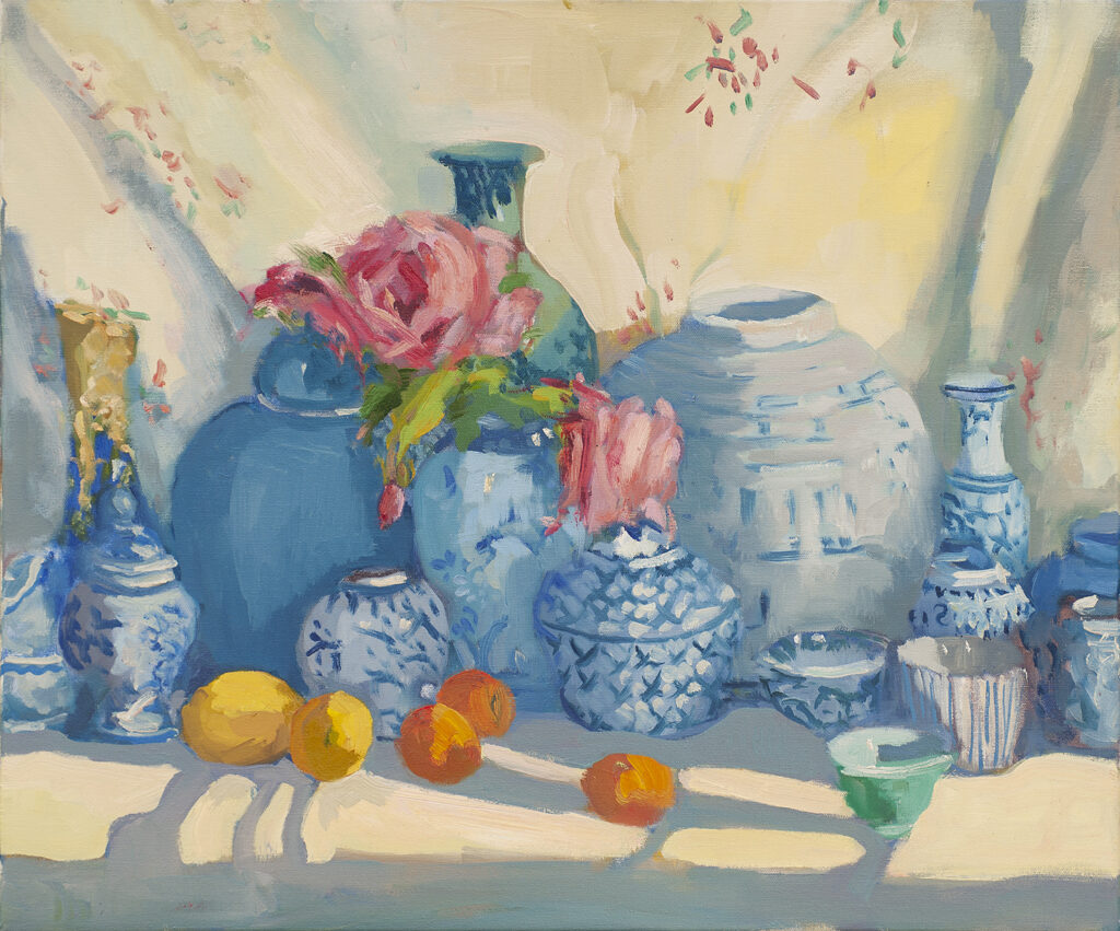 China Pots with Flowers from the Garden by Erin Lee Gafill