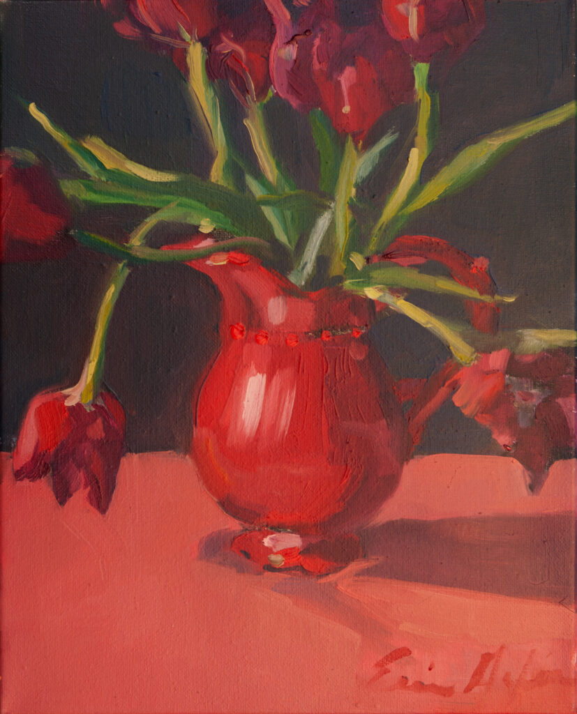 Tulips in the Red Pitcher