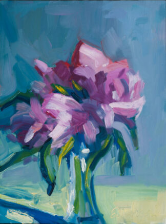 Peonies, Blue Wall by Erin Lee Gafill