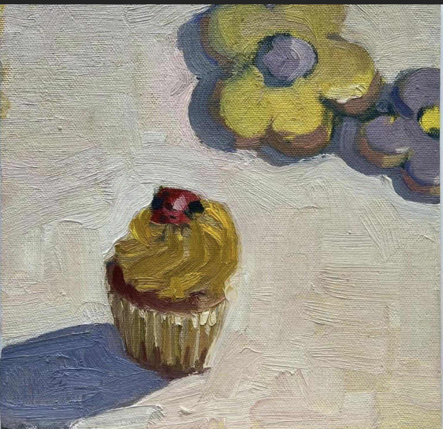 Cupcake with Flower Cookies by Erin Lee Gafill