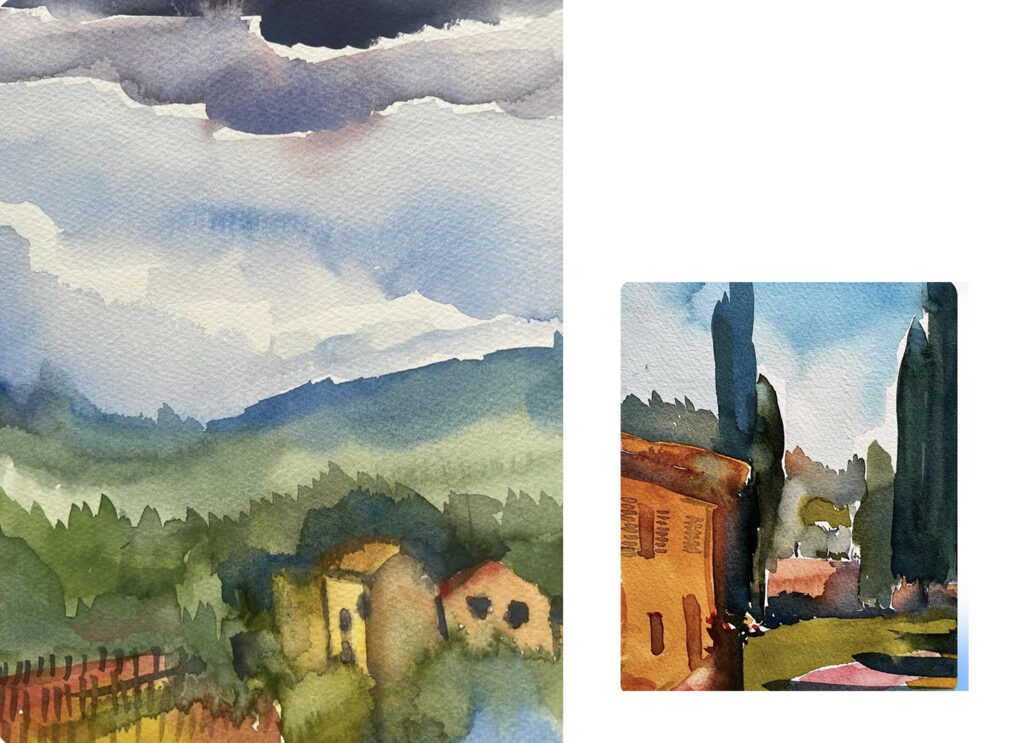 Two Tuscan Watercolors by Erin Lee Gafill