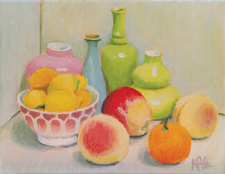 Bowl of Lemons, Pink Vase by Kaffe Fassett