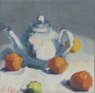 White Teapot with Tangerines by Erin Lee Gafill