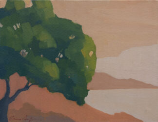 Oak Tree on a Hill (Apricot Light) by Erin Lee Gafill