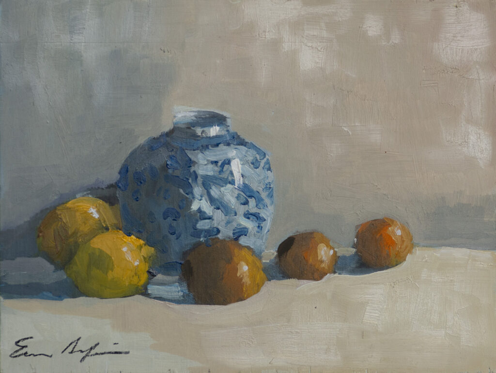 Blue and White Vase with Tangerines by Erin Lee Gafill