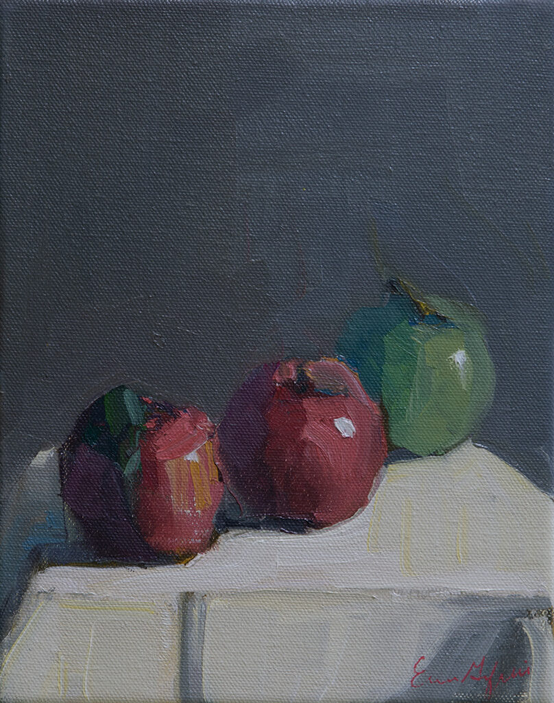 Three Apples, White Cloth by Erin Lee Gafill