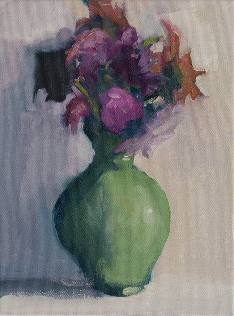 Dahlias, Green Vase IV by Erin Lee Gafill