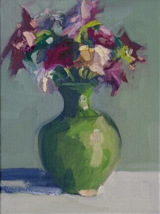 Dahlias, Green Vase II by Erin Lee Gafill