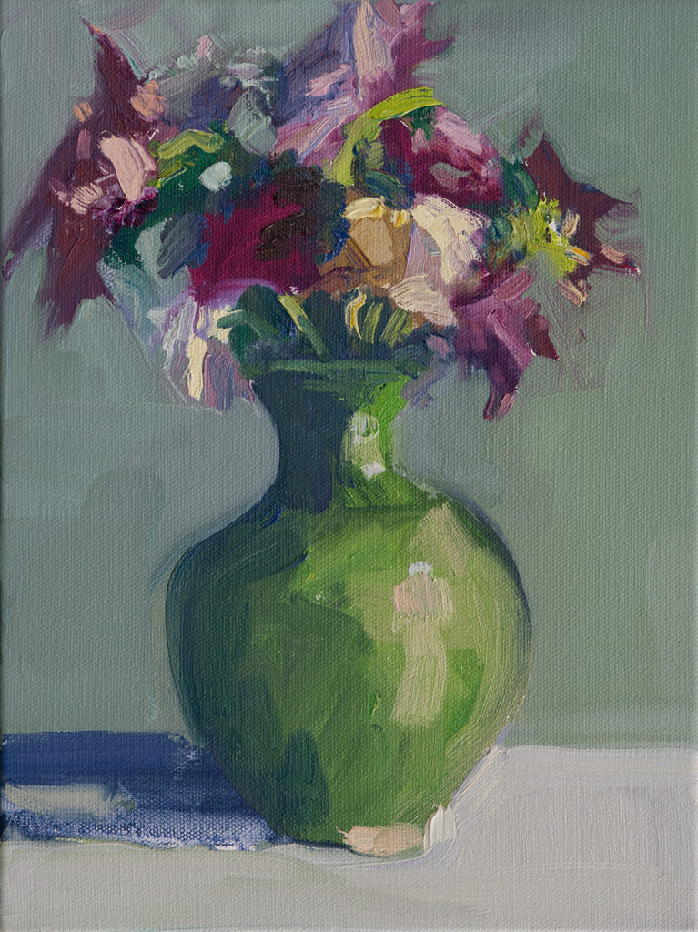 Dahlias, Green Vase II by Erin Lee Gafill